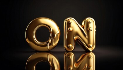 Poster - Illuminated Golden ON Text with Reflection Effect