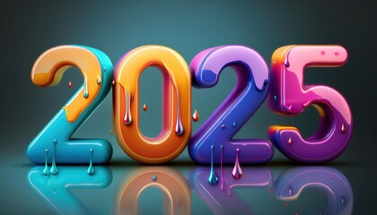 Aufkleber - Colorful 3D Text Representing the Year 2025