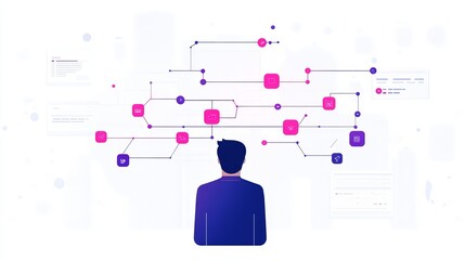 Poster - Data Network Visualization Man Observing Complex System