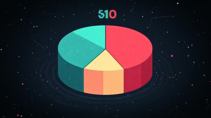 Poster - Data Visualization 3D Pie Chart Showing 510 Units