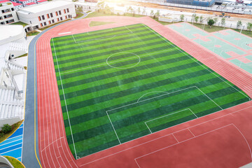 Canvas Print - Aerial view of school soccer field