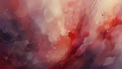 Wall Mural - An abstract watercolor of a romantic illustration with a mix of soft reds, blush tones, and gentle purples