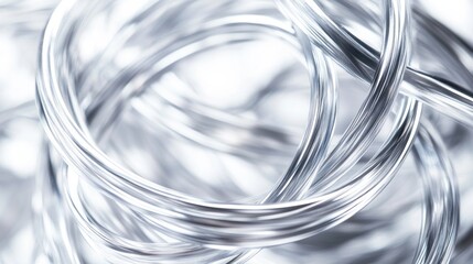 Wall Mural - Abstract Silver Tubes: A Symphony of Curves and Reflections