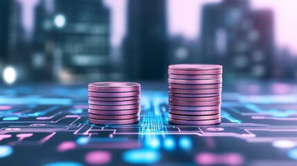 Poster - Digital Currency Stacks, Financial Growth, Technology Background