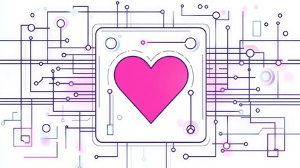 Poster - Digital Heart Circuitry Love Technology Concept