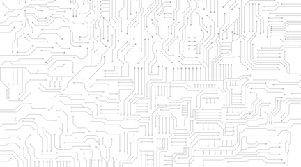 Poster - Cyberpunk black circuit diagram on white background. Technology background with hi-tech digital data connection system and computer electronic design