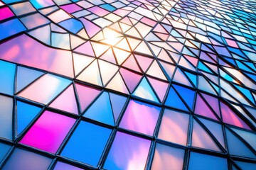 Poster - Abstract Colorful Geometric Glass Panel Design Modern Architecture Background
