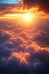 Canvas Print - Sunset above a sea of clouds.