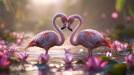 Sticker - Flamingo Love Heart