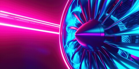 Poster - Jet engine with a blue and pink background