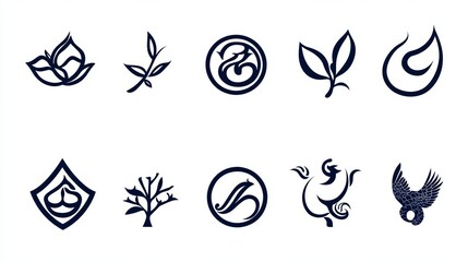 Poster - Elegant Floral and Avian Design Elements Set