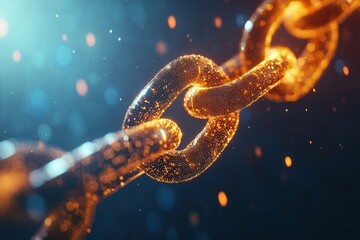 Poster - Glowing chain links, dark background, digital art, security concept
