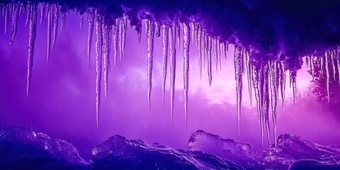 Poster - Purple sky with ice crystals hanging from it