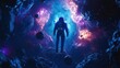 © Mnur - Astronaut floats through vibrant cosmic asteroid field