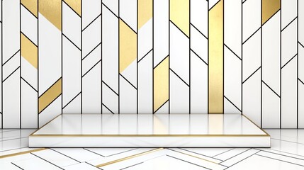 Poster - Elegant White Gold Geometric Product Display Platform