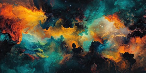 cosmic nebula, vibrant colors, space background, digital art, website design