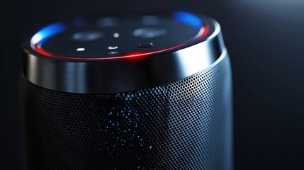 Poster - A small speaker with a red light on it