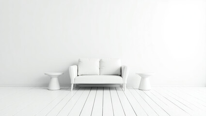 Wall Mural - elegant white sofa in a minimalist room setting