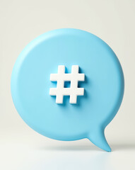 Poster - white hashtag symbol on light blue speech bubble