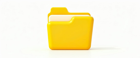 Aufkleber - bright yellow folder with a creamy white inner section against a white backdrop