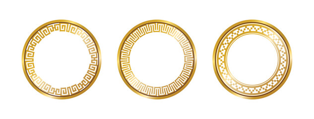 Wall Mural - greek circle pattern gold frame, round greek frame ornament, decorative frame, decoration elements v