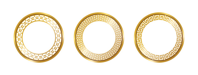 Wall Mural - greek circle pattern gold frame, round greek frame ornament, decorative frame, decoration elements v