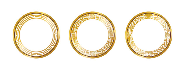 Wall Mural - greek circle pattern gold frame, round greek frame ornament, decorative frame, decoration elements v