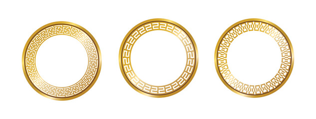 Wall Mural - greek circle pattern gold frame, round greek frame ornament, decorative frame, decoration elements v