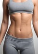© Pixor2 - Woman wearing gym pants, showing her perfect body and abs, closeup shot, isolated on white background