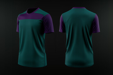 green and purple jersey template for team clubs, jersey sport, front and back, Tshirt mockup sports jersey template design for football soccer, racing, gaming, sports jersey