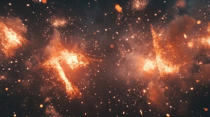 Wall Mural - Fiery abstract art with sparks and smoke.