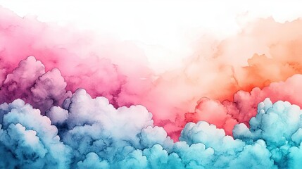 Poster - Clouds watercolor idea. A vibrant array of colorful clouds creating a stunning atmospheric effect.