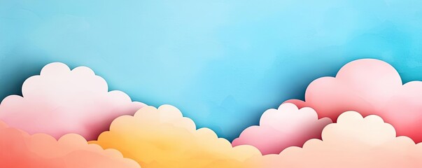 Poster - Clouds watercolor idea. A vibrant sky with soft, colorful clouds creating a serene atmosphere.