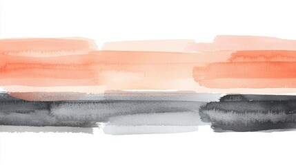 Poster - Blurred watercolor idea. Abstract watercolor strokes in orange, gray, and black on white background.