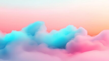 Poster - Blurred watercolor idea. Vibrant clouds with soft pastel colors creating a serene and dreamy atmosphere.