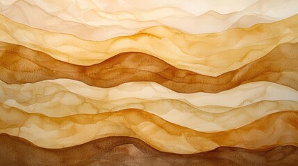 Poster - Blurred watercolor idea. Stylish abstract waves in warm earth tones create a soothing visual experience.