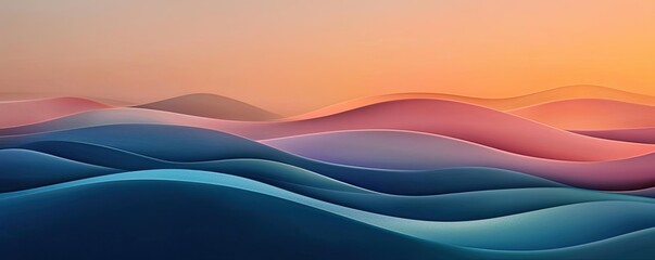 Poster - Blurred watercolor idea. Serene waves of color blend harmoniously, capturing a tranquil sunset atmosphere.