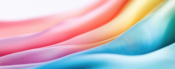 Poster - Blurred watercolor idea. Colorful waves of fabric creating a smooth, flowing texture in soft pastel tones.