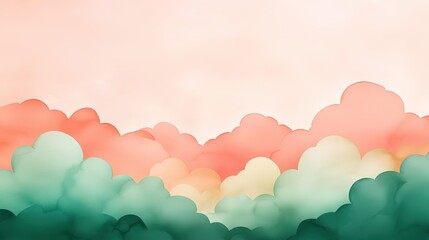 Poster - Clouds watercolor idea. Soft, dreamy clouds in pastel colors create a serene and peaceful atmosphere.