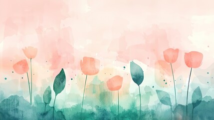 Aufkleber - Blurred watercolor idea. A beautiful watercolor painting of blooming flowers in soft pastel colors.