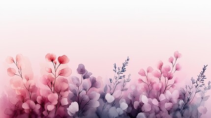 Poster - Blurred watercolor idea. A delicate watercolor illustration of pink and purple floral elements on a soft background.