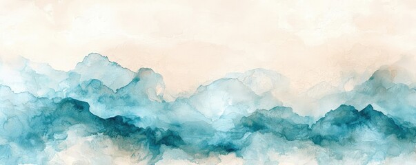 Poster - Blurred watercolor idea. Beautiful abstract watercolor background with soothing blue tones and gentle texture.