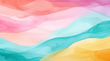 Aufkleber - Blurred watercolor idea. A vibrant abstract watercolor background with waves of soft pastel colors blending beautifully.