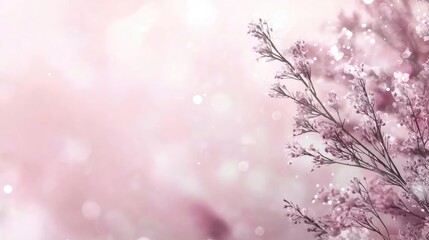 Poster - Blurred watercolor idea. Delicate pink flowers with a soft, dreamy background that evokes tranquility and beauty.