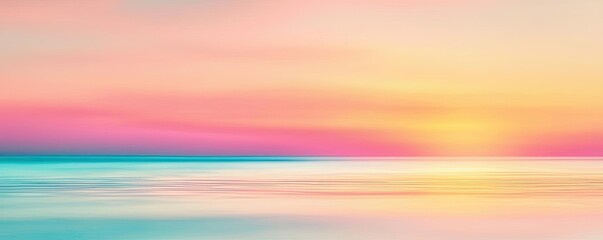 Poster - Blurred watercolor idea. A serene sunset over calm waters, featuring soft pastel colors blending beautifully.