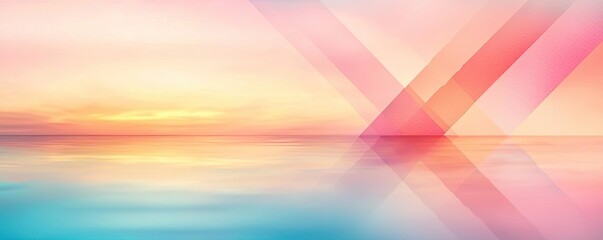 Poster - Blurred watercolor idea. A serene gradient of colors blending seamlessly at sunset over calm waters.