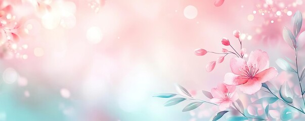 Poster - Blurred watercolor idea. A serene floral background with soft colors and delicate blossoms creating a dreamy vibe.