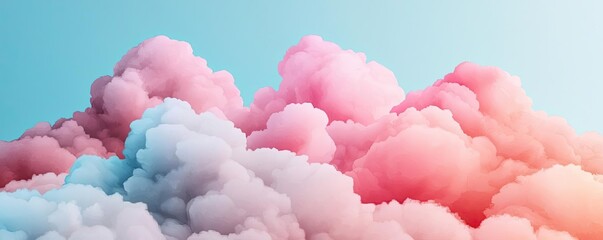 Poster - Clouds watercolor idea. Colorful clouds in a serene sky, creating a dreamy atmosphere for creative design.