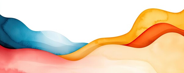 Aufkleber - Doodle watercolor idea. Vibrant and fluid abstract waves in soft colors create a serene backdrop for design projects.