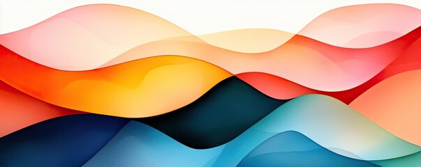 Poster - Doodle watercolor idea. Colorful abstract waves in vibrant hues, perfect for backgrounds and creative designs.